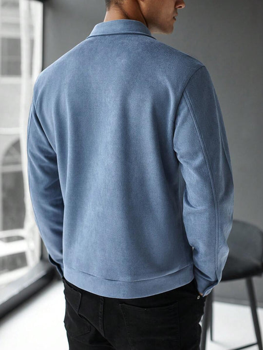 Schlichte Zip Jacke Herren Kragen Übergangsjacke