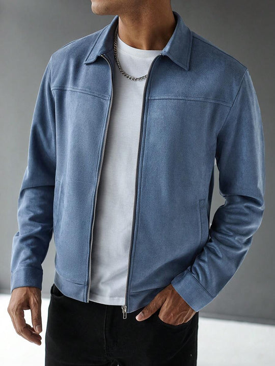 Schlichte Zip Jacke Herren Kragen Übergangsjacke