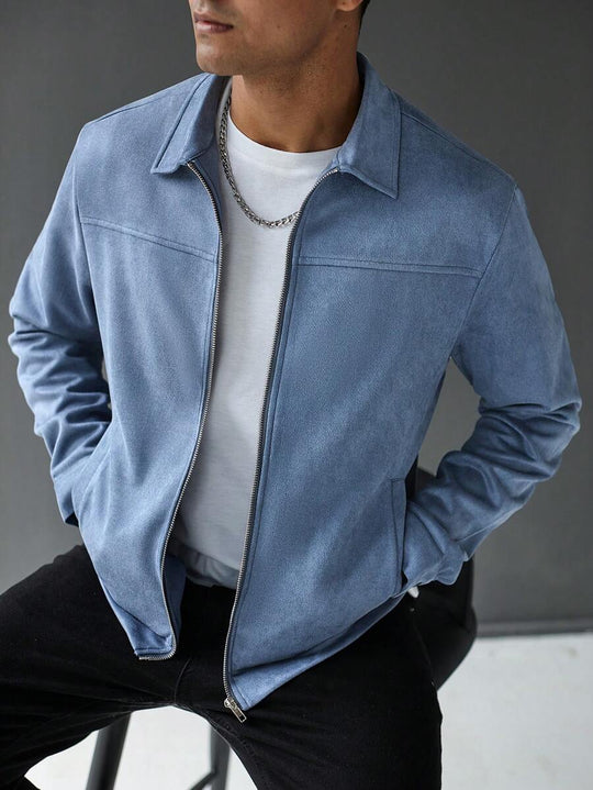 Schlichte Zip Jacke Herren Kragen Übergangsjacke