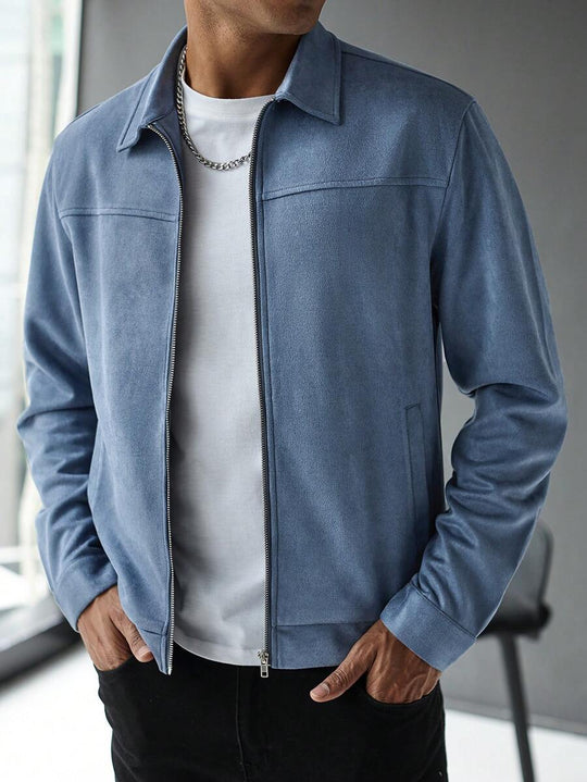 Schlichte Zip Jacke Herren Kragen Übergangsjacke