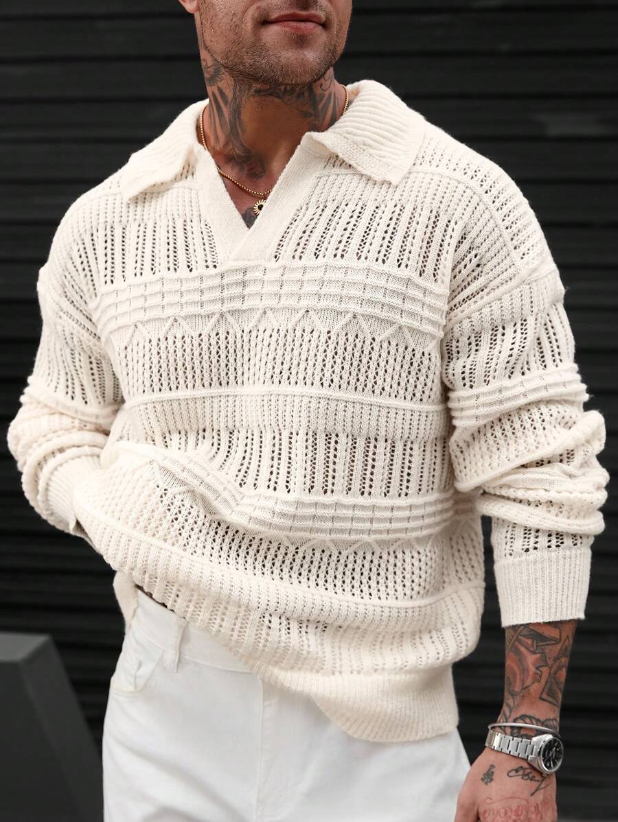 Minimalistischer Strickpullover Herren mit Kragen