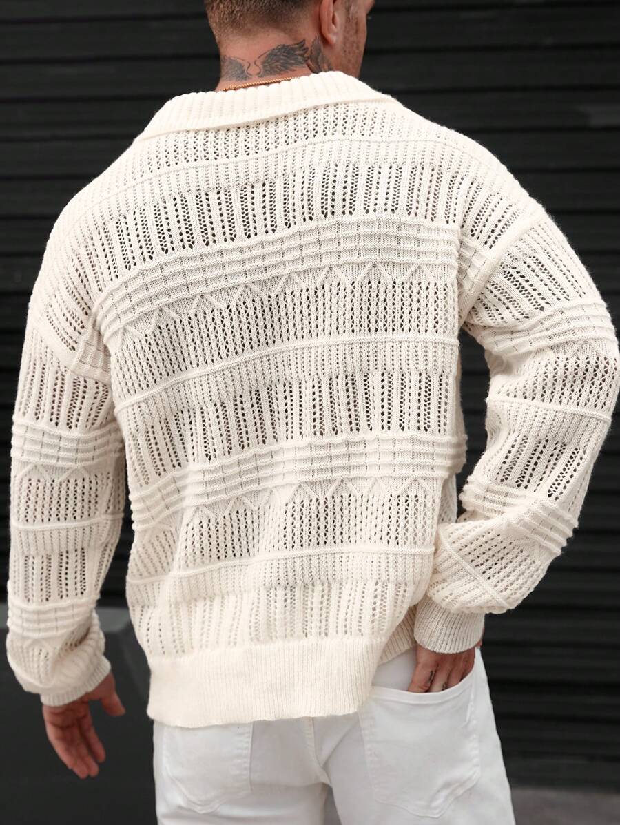 Minimalistischer Strickpullover Herren mit Kragen