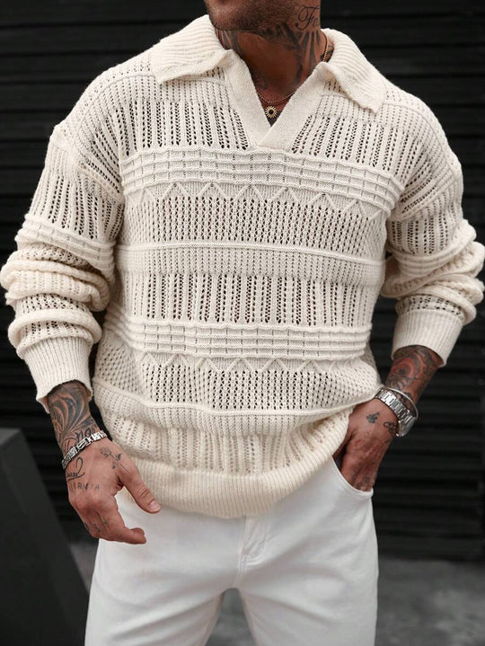 Minimalistischer Strickpullover Herren mit Kragen