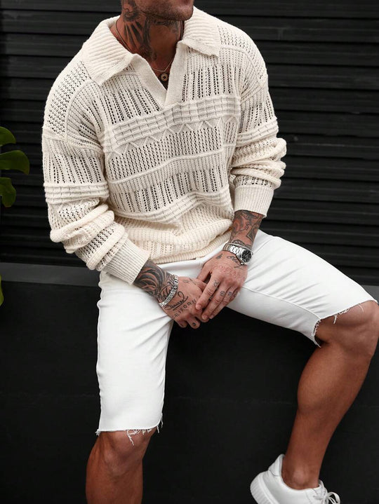 Minimalistischer Strickpullover Herren mit Kragen