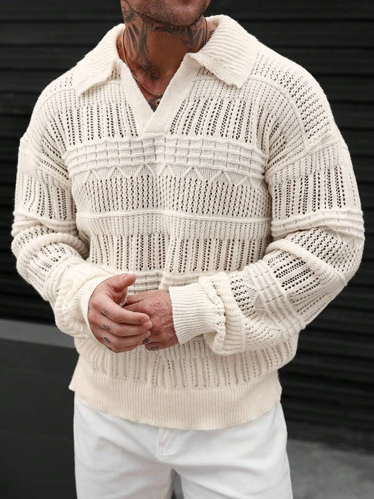 Minimalistischer Strickpullover Herren mit Kragen