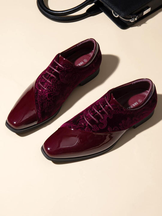 Samt Oxford Anzugschuhe Herren Bestickt Festlich Abend