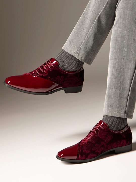 Samt Oxford Anzugschuhe Herren Bestickt Festlich Abend