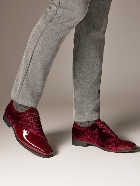 Samt Oxford Anzugschuhe Herren Bestickt Festlich Abend