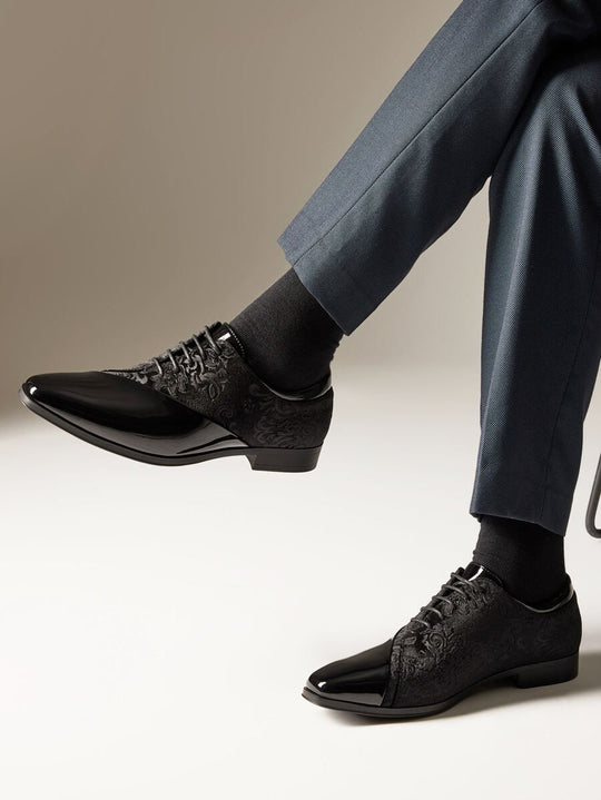 Samt Oxford Anzugschuhe Herren Bestickt Festlich Abend
