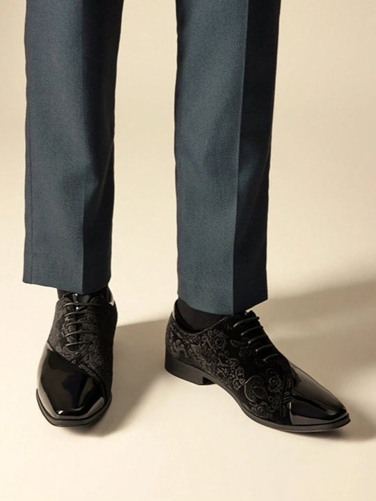 Samt Oxford Anzugschuhe Herren Bestickt Festlich Abend