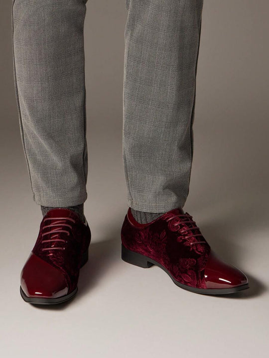 Samt Oxford Anzugschuhe Herren Bestickt Festlich Abend