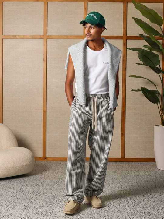 Gestreifte Loungehose Herren Dehnbund Locker Sport