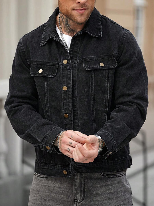 Washed Denim Jacke Herren Vintage Jeansjacke Casual