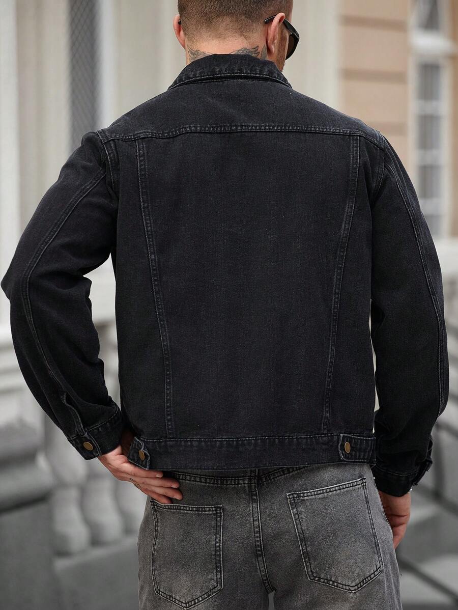 Washed Denim Jacke Herren Vintage Jeansjacke Casual