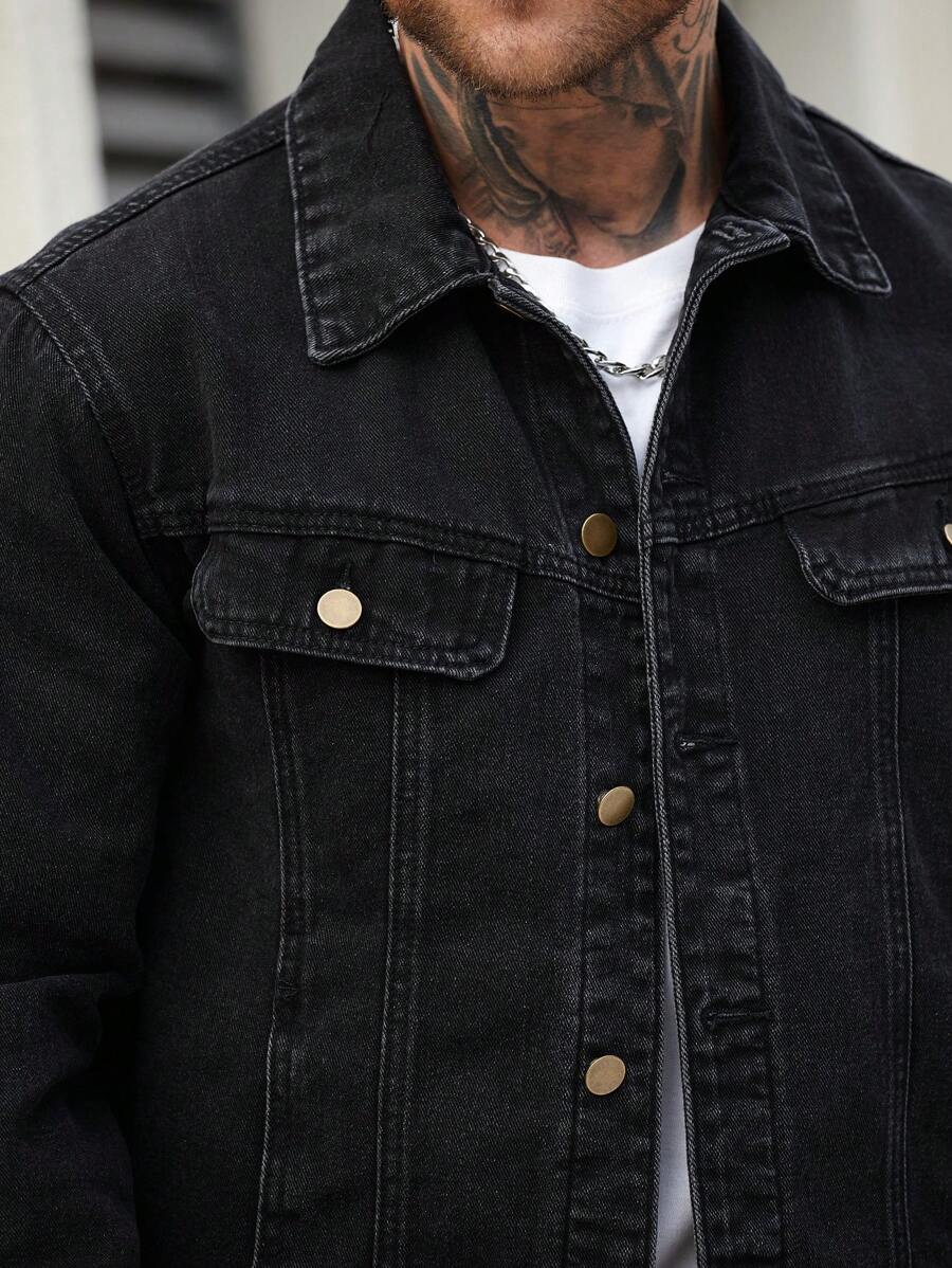Washed Denim Jacke Herren Vintage Jeansjacke Casual