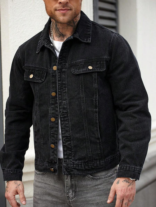 Washed Denim Jacke Herren Vintage Jeansjacke Casual