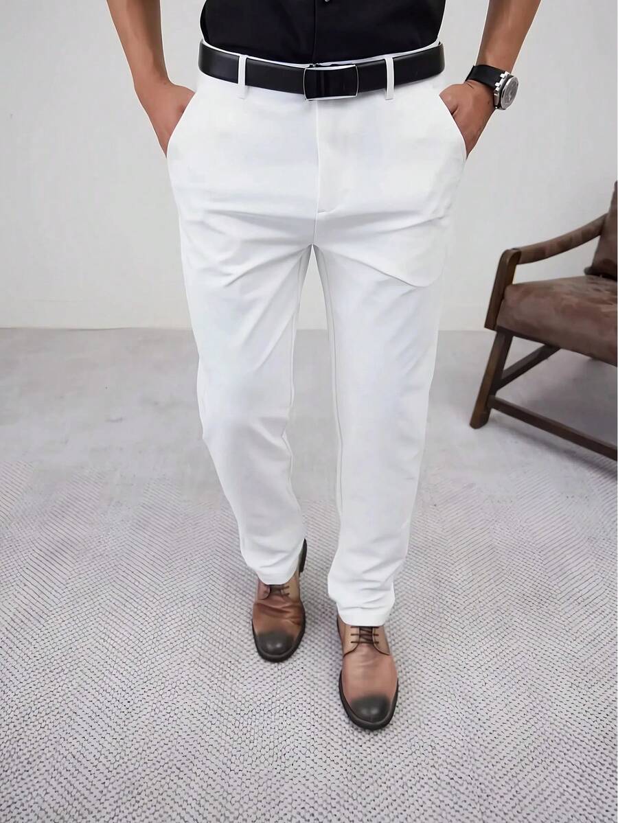 Elegante Businesshose Herren Hoher Bund Knitterarm