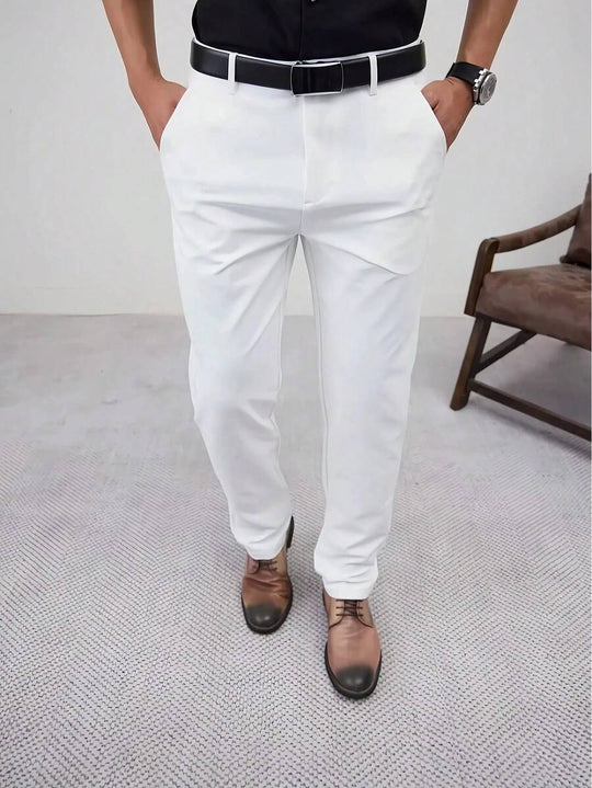 Elegante Businesshose Herren Hoher Bund Knitterarm