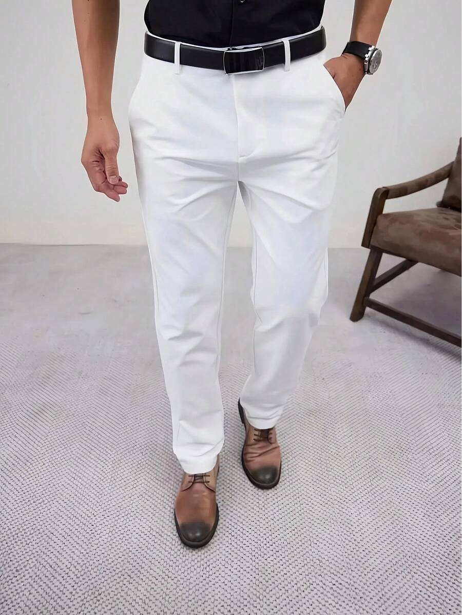 Elegante Businesshose Herren Hoher Bund Knitterarm