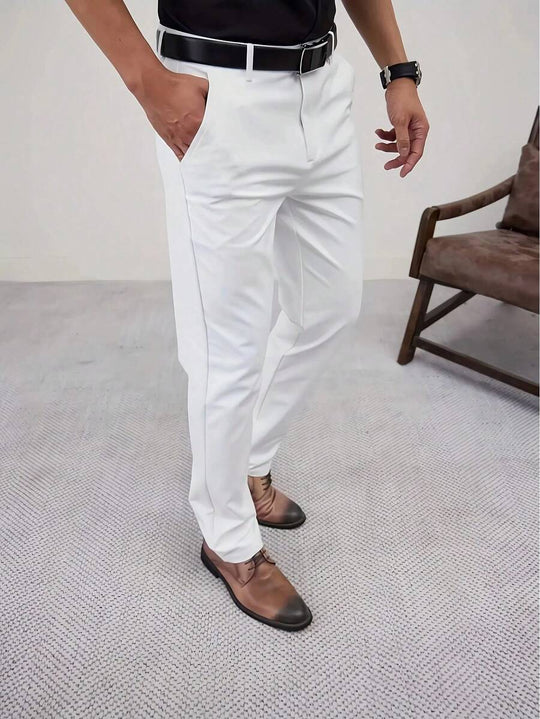 Elegante Businesshose Herren Hoher Bund Knitterarm