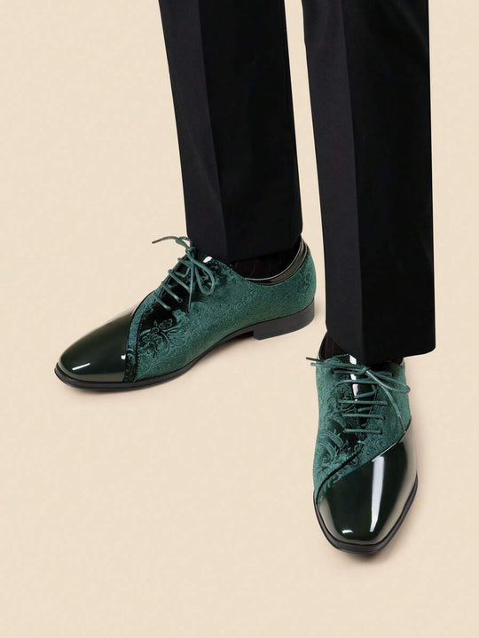 Samt Oxford Anzugschuhe Herren Bestickt Festlich Abend