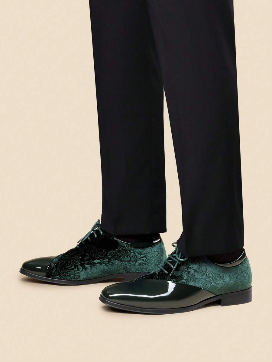 Samt Oxford Anzugschuhe Herren Bestickt Festlich Abend