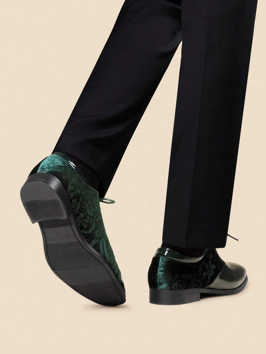 Samt Oxford Anzugschuhe Herren Bestickt Festlich Abend