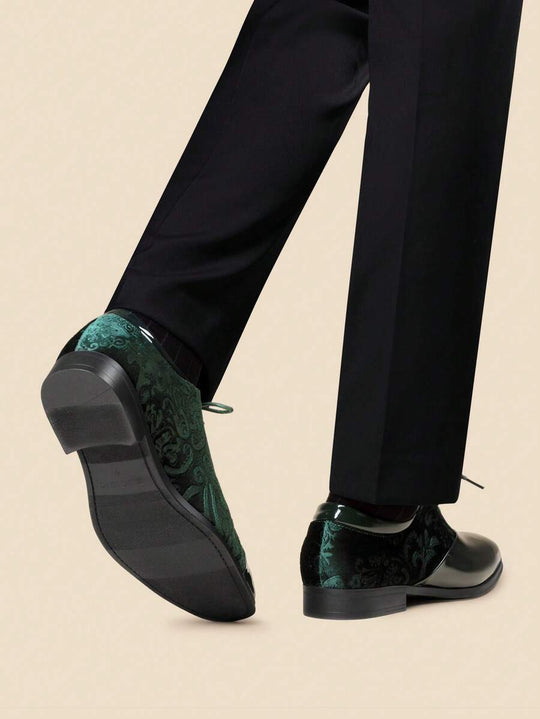 Samt Oxford Anzugschuhe Herren Bestickt Festlich Abend