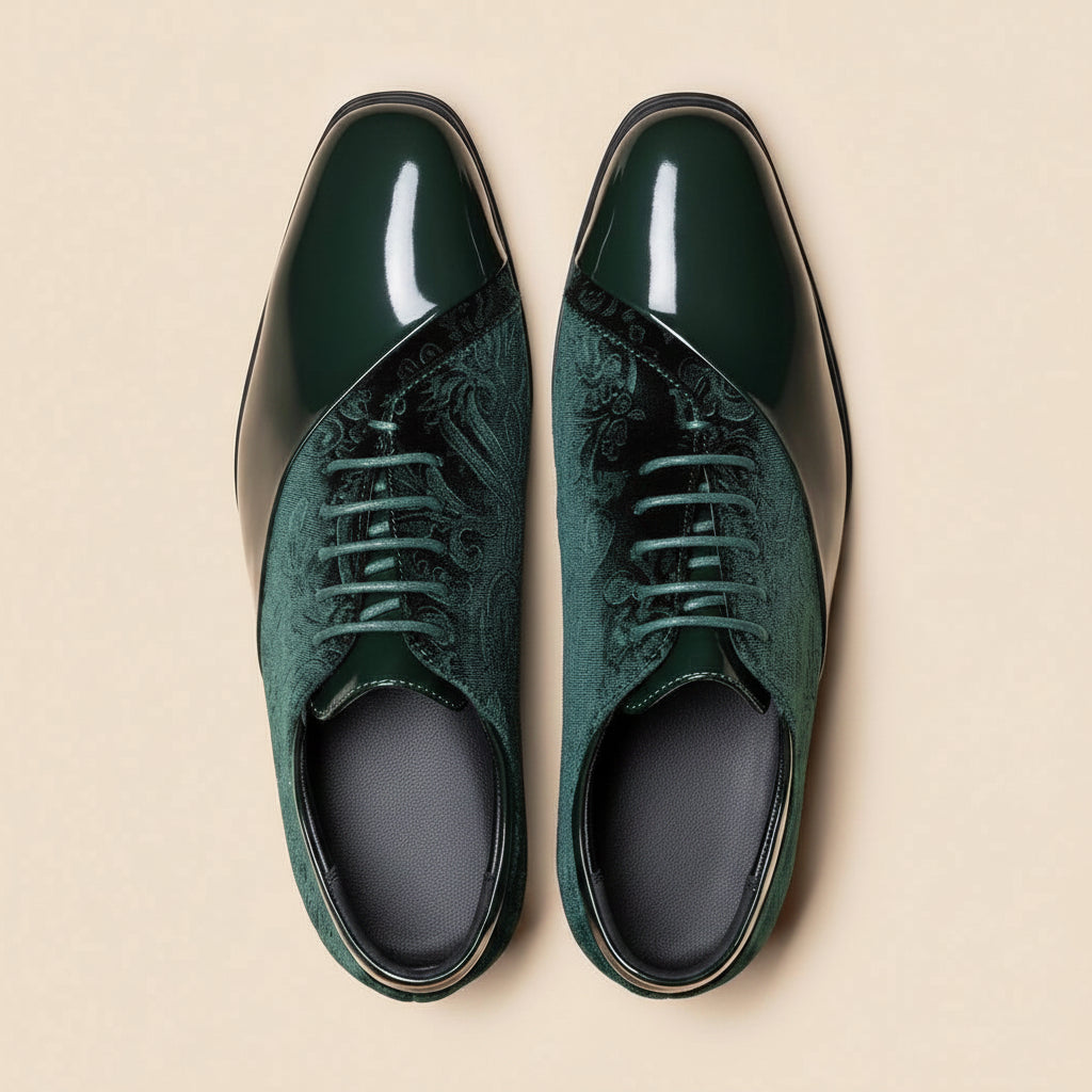 Samt Oxford Anzugschuhe Herren Bestickt Festlich Abend