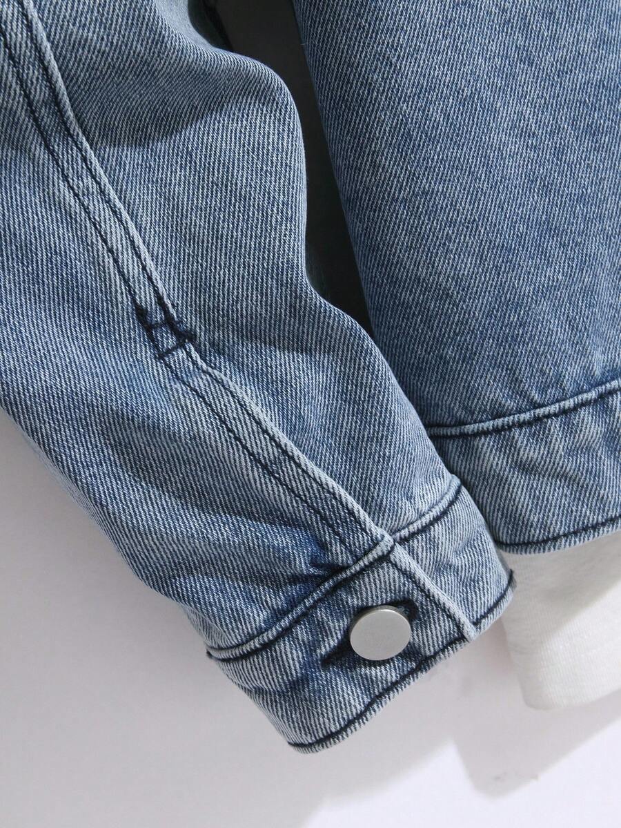 Denim Kapuzenjacke Herren Zip Baumwolle Streetwear