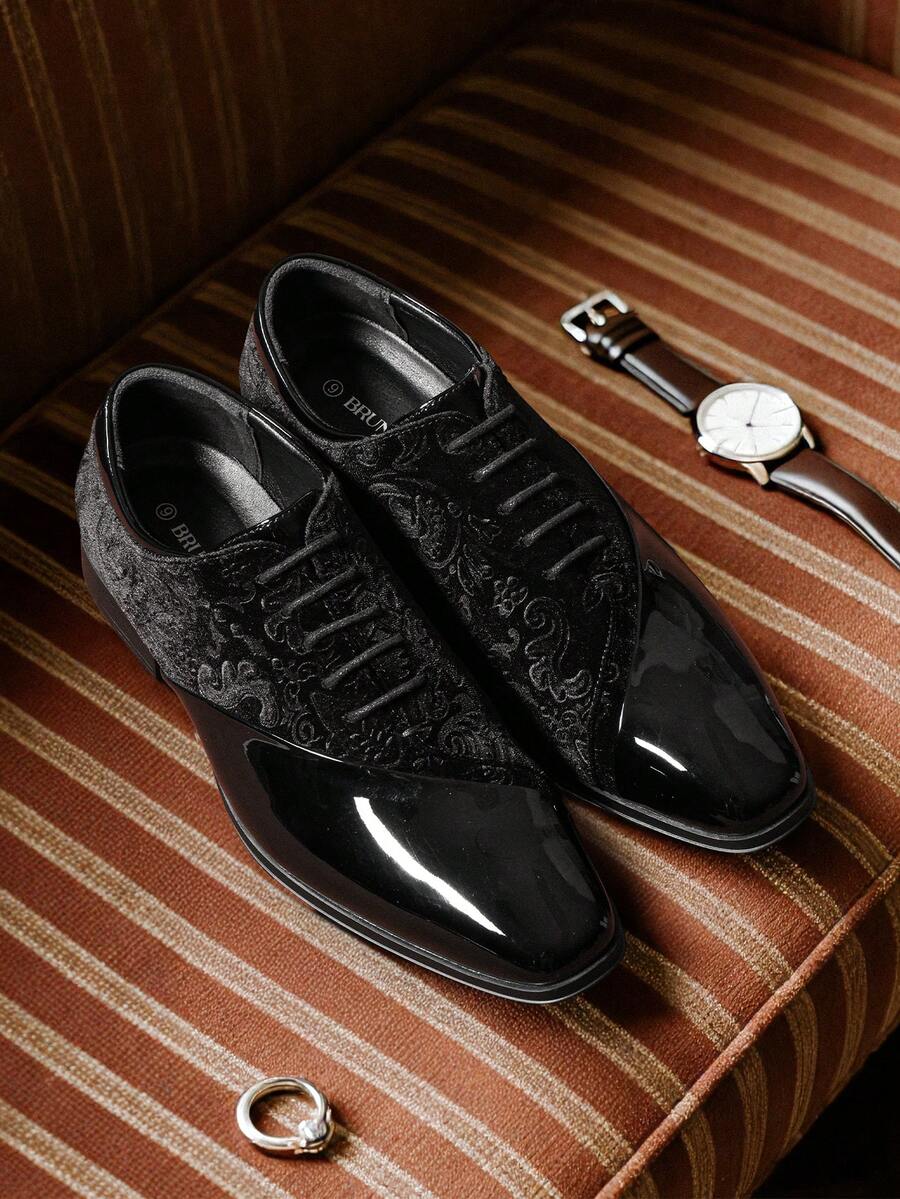 Samt Oxford Anzugschuhe Herren Bestickt Festlich Abend