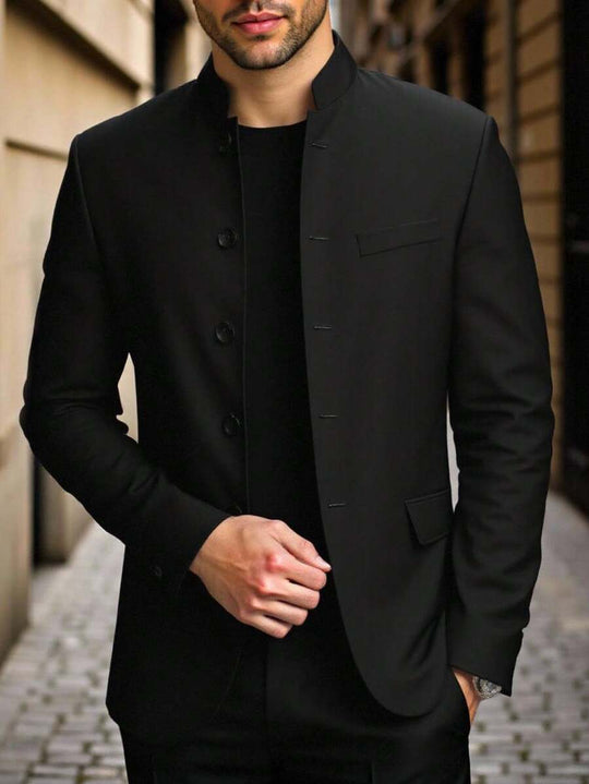 Minimalistischer Blazer Herren Stehkragen Gefüttert