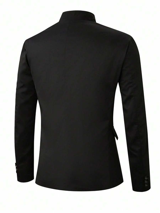 Minimalistischer Blazer Herren Stehkragen Gefüttert