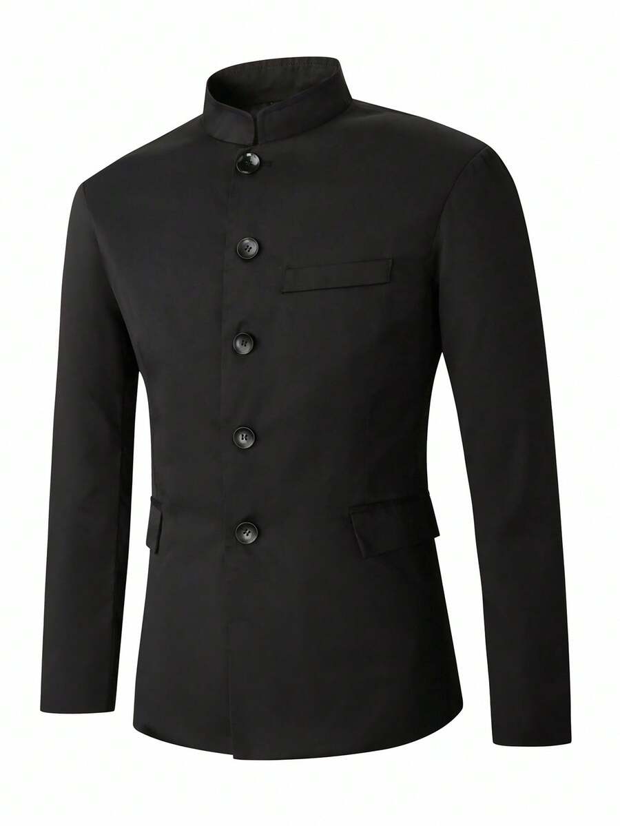Minimalistischer Blazer Herren Stehkragen Gefüttert