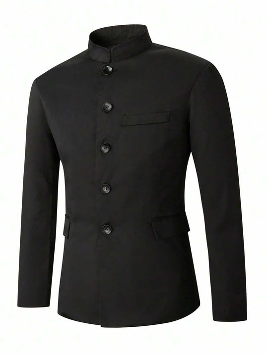 Minimalistischer Blazer Herren Stehkragen Gefüttert