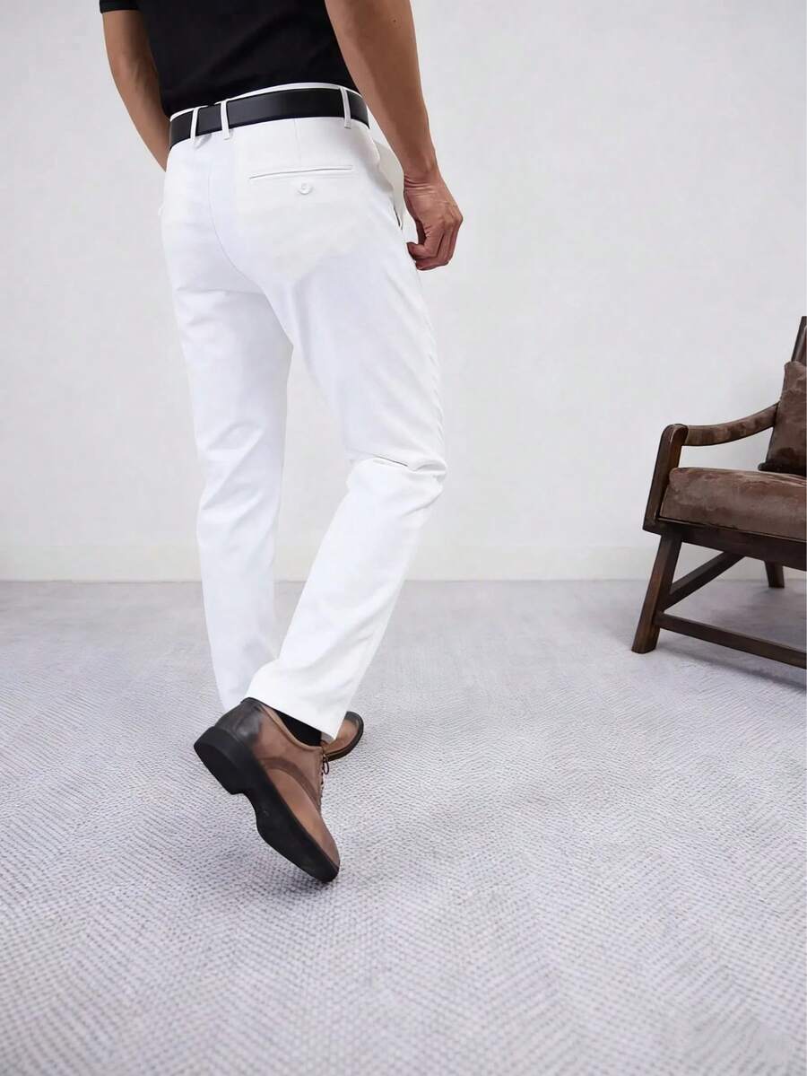 Elegante Businesshose Herren Hoher Bund Knitterarm
