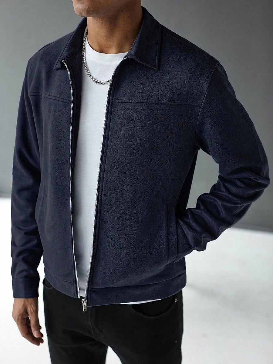 Schlichte Zip Jacke Herren Kragen Übergangsjacke