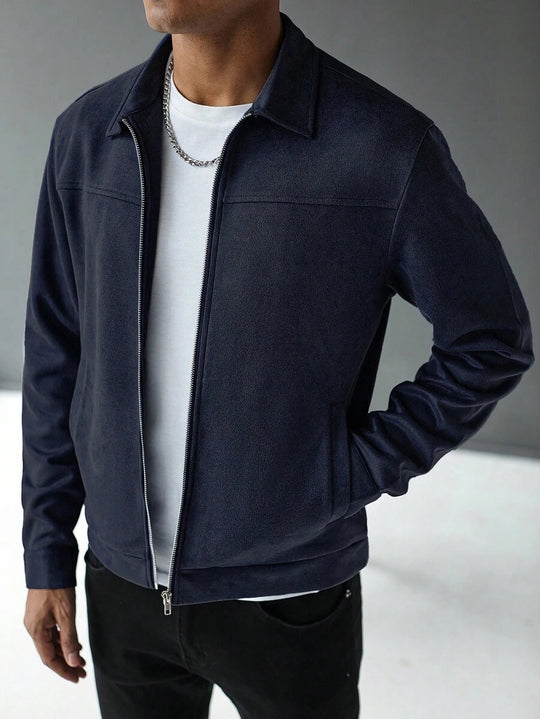 Schlichte Zip Jacke Herren Kragen Übergangsjacke