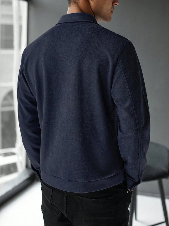 Schlichte Zip Jacke Herren Kragen Übergangsjacke