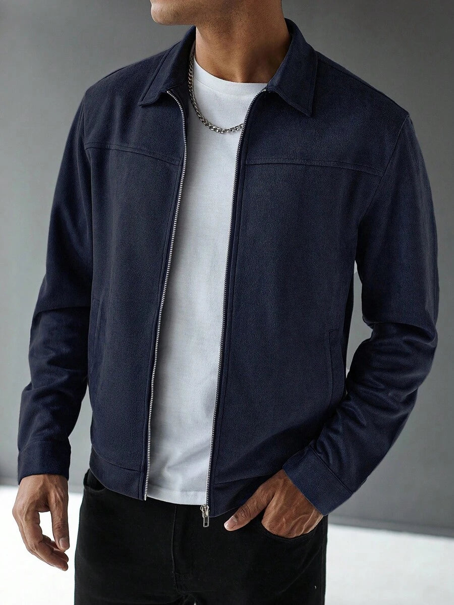 Schlichte Zip Jacke Herren Kragen Übergangsjacke