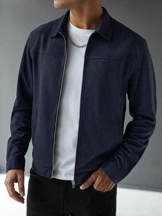 Schlichte Zip Jacke Herren Kragen Übergangsjacke