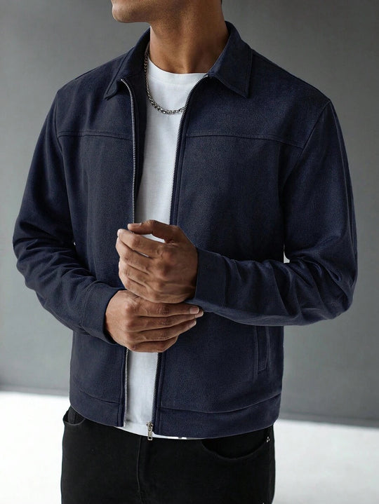 Schlichte Zip Jacke Herren Kragen Übergangsjacke