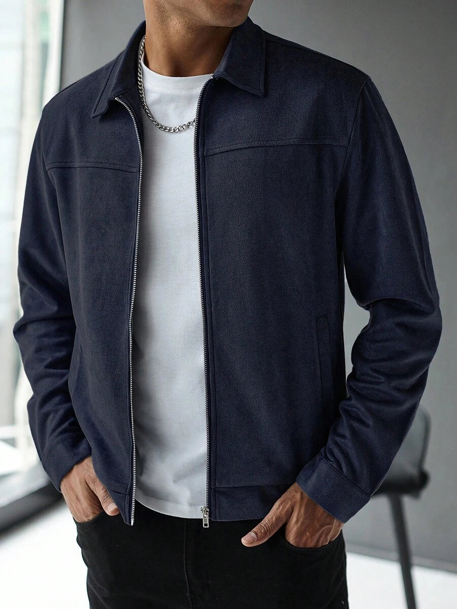 Schlichte Zip Jacke Herren Kragen Übergangsjacke