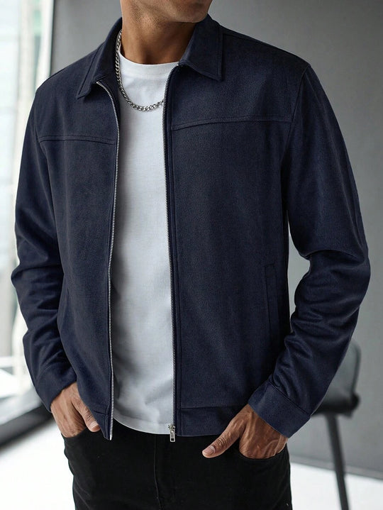 Schlichte Zip Jacke Herren Kragen Übergangsjacke