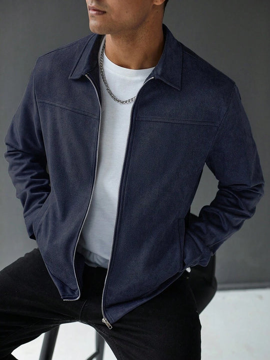 Schlichte Zip Jacke Herren Kragen Übergangsjacke