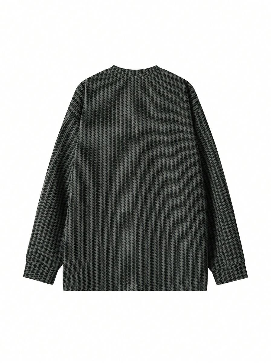 Fischgrat Feinstrick Shirt Herren Langarm Ausschnitt