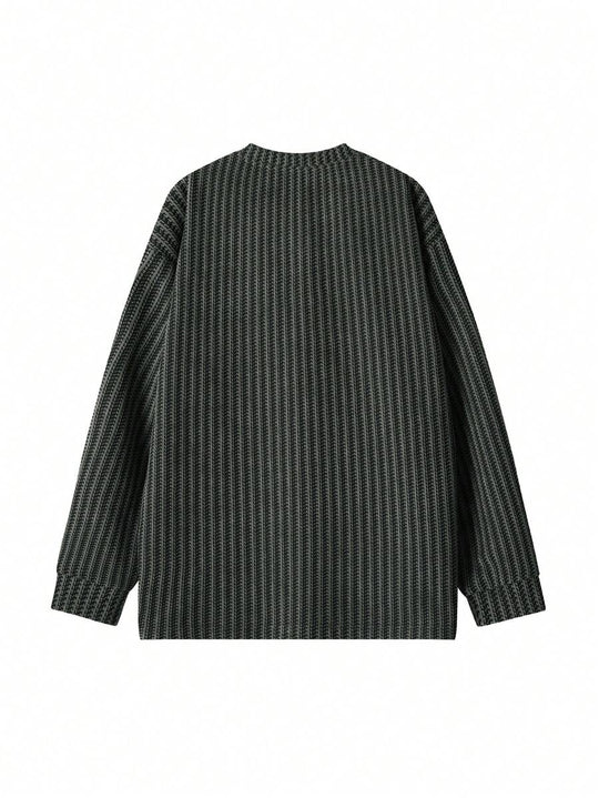 Fischgrat Feinstrick Shirt Herren Langarm Ausschnitt