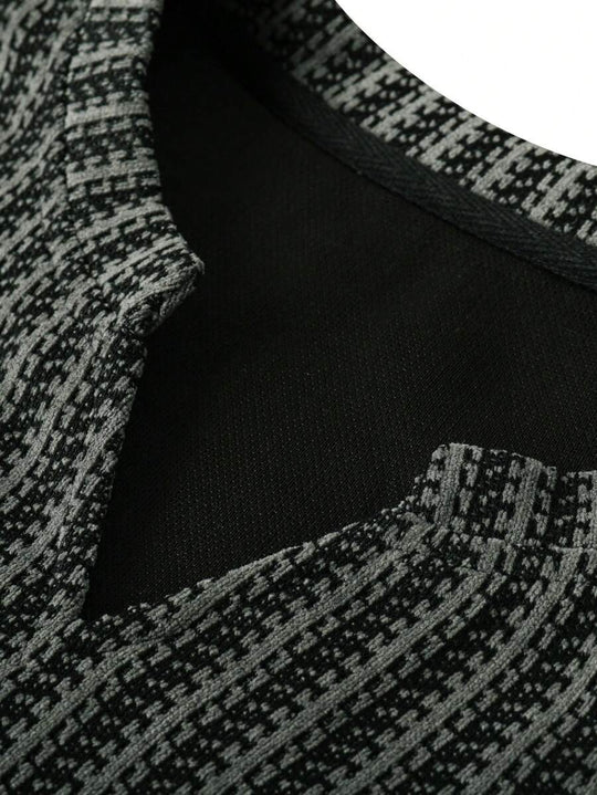 Fischgrat Feinstrick Shirt Herren Langarm Ausschnitt