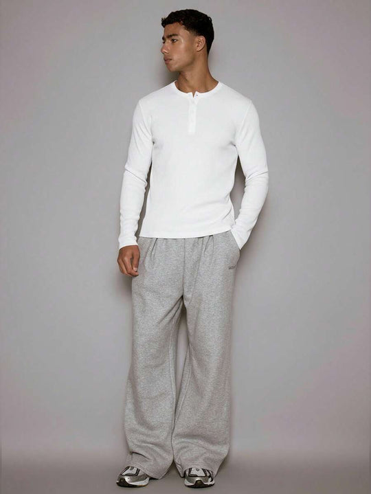 Waffelstrick Henley Herren Langarm mit Knopfleiste