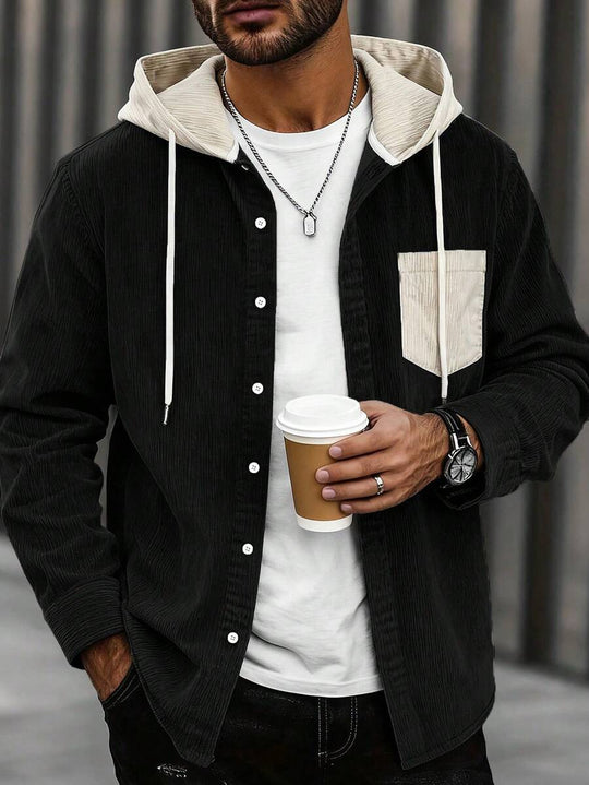 Leichter Cord Hoodie Herren Kapuze College Stil
